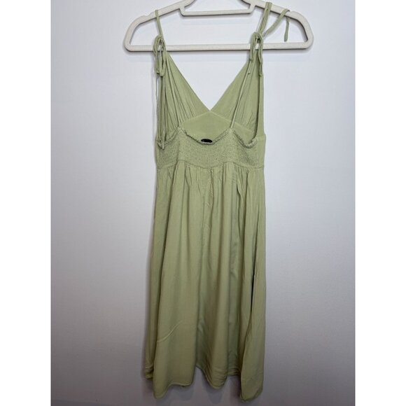 Forever 21 Sage Green Midi Dress Tie Straps Smocked Bodice M - Picture 2 of 11